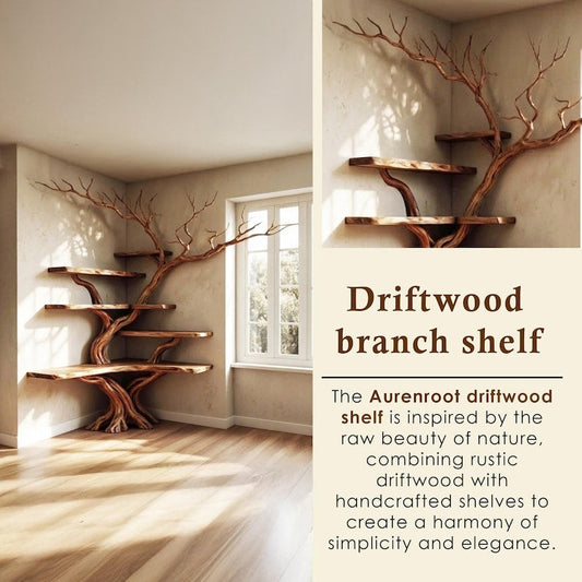 Tree Branch Corner Bookshelf Solid Wood Wall Mounted Floating Shelf