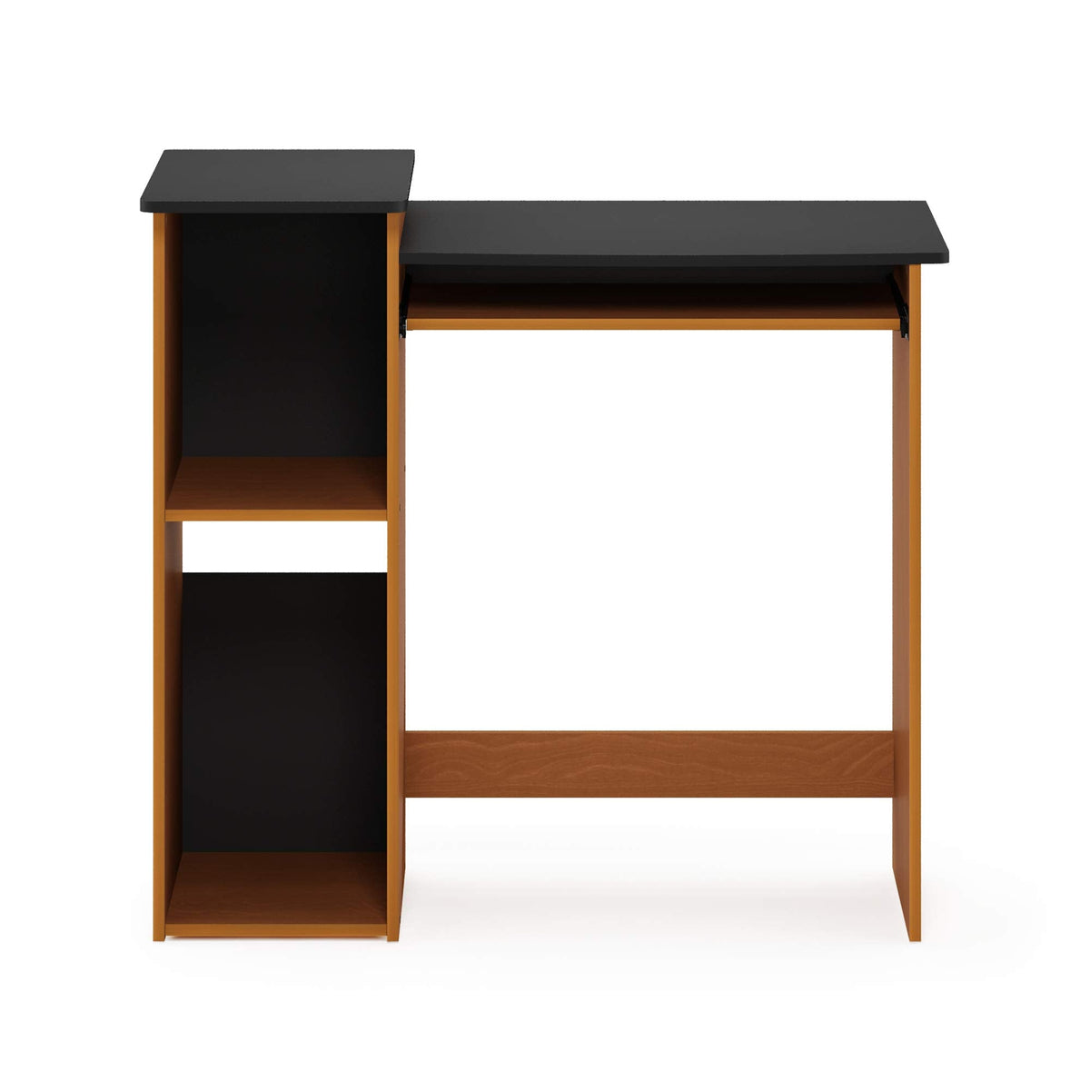 Furinno Econ 33-inch Wide Desk with 2-Tier Open Shelf, Light Cherry/Black