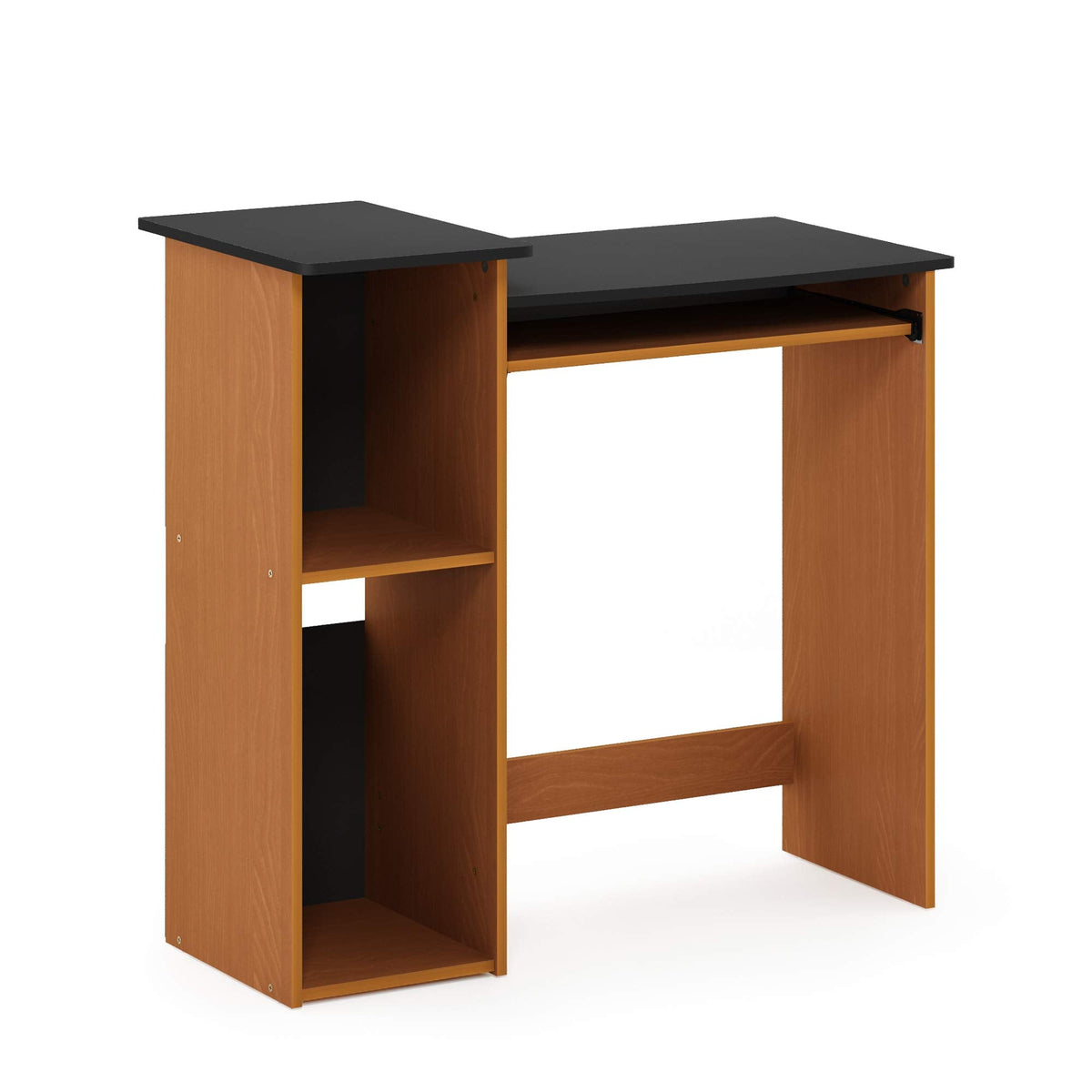 Furinno Econ 33-inch Wide Desk with 2-Tier Open Shelf, Light Cherry/Black